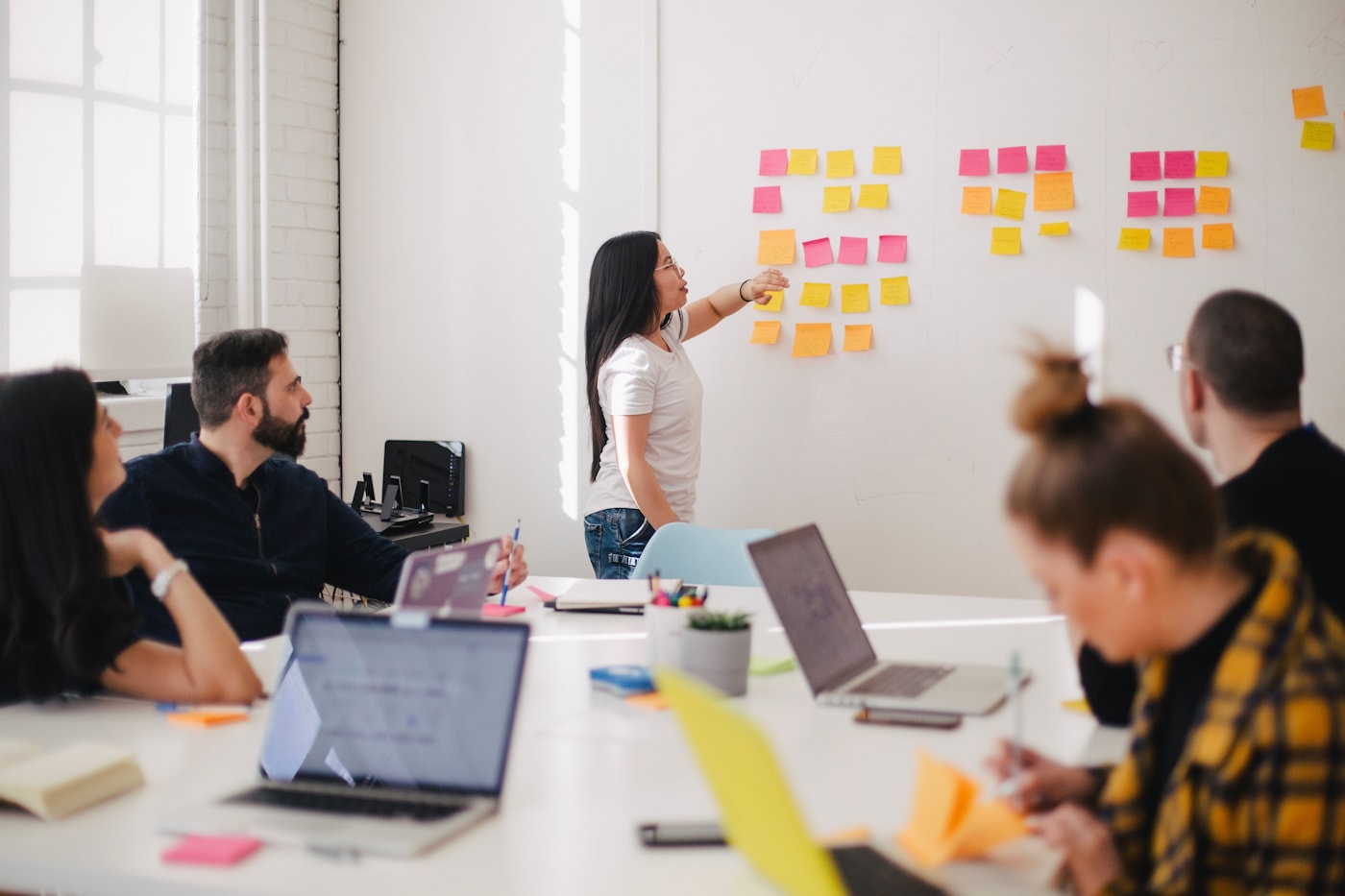 Publishing team planning website growth