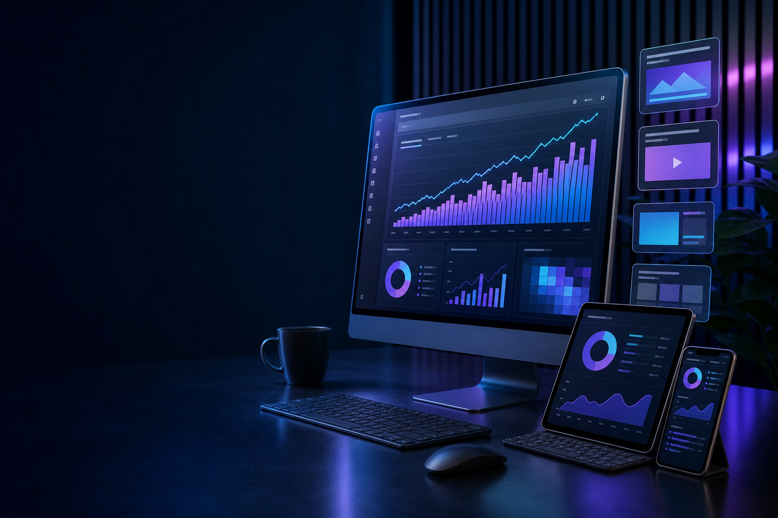 AdxLoad publisher growth dashboard across desktop, tablet and mobile